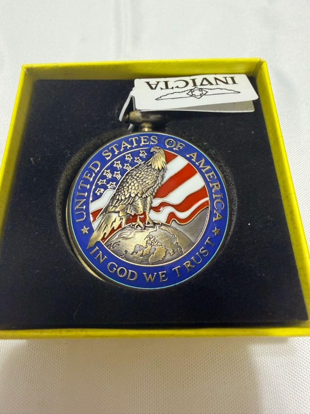 Invicta Patriotic Eagle Pocket Watch - Red, White, and Blue.